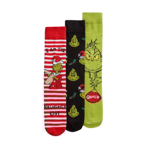 Grinch-Socken, 3er-Pack, Rot